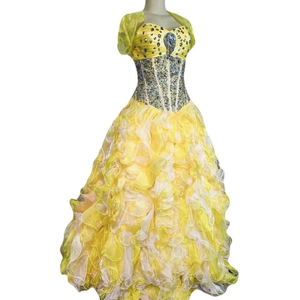 NWT Yellow Rhinestone Quinceañera Collection BallGown